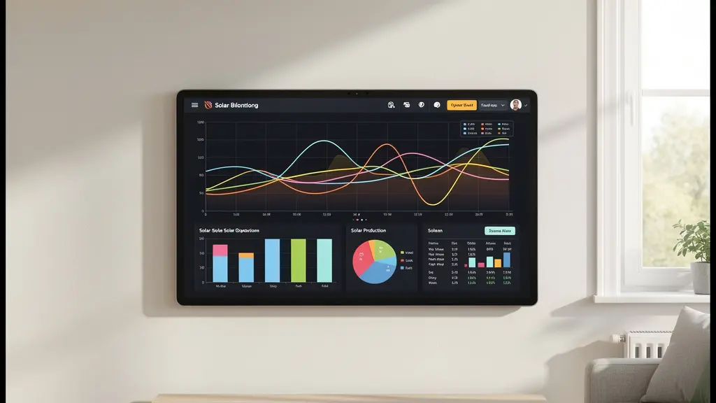Écran de monitoring affichant la production solaire en temps réel dans une maison